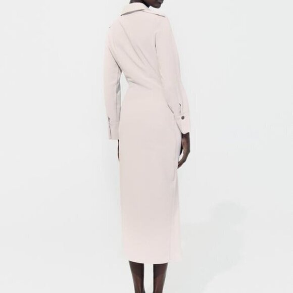 ZARA DRAPED WAIST MIDI DRESS - Picture 4 of 9
